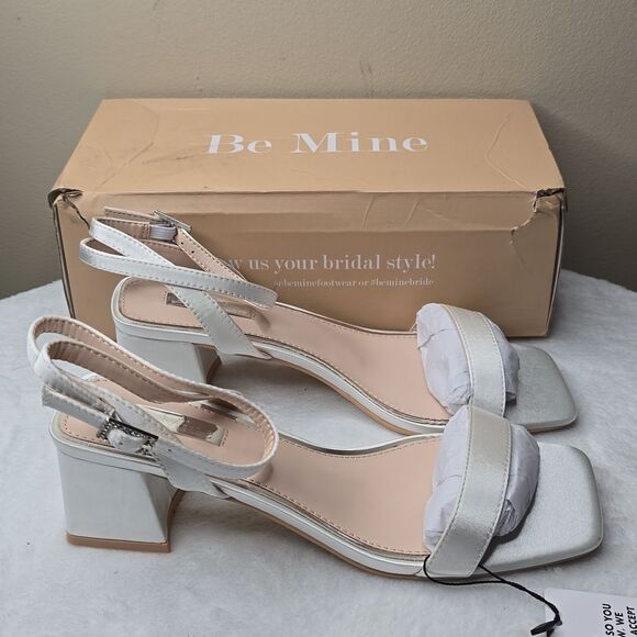 NIB Be Mine Rhinestone Buckle Satin Block Heel Sandals Sz 8 - Picture 3 of 10